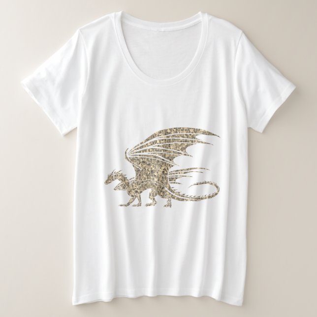 Amazing Mosaic Dragon Golden Tote Bag Plus Size T-Shirt (Design Front)