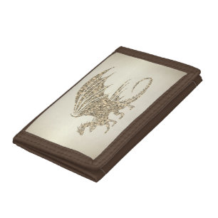 Amazing Mosaic Dragon Golden Tri-fold Wallet
