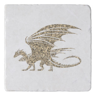 Amazing Mosaic Dragon Golden Trivet
