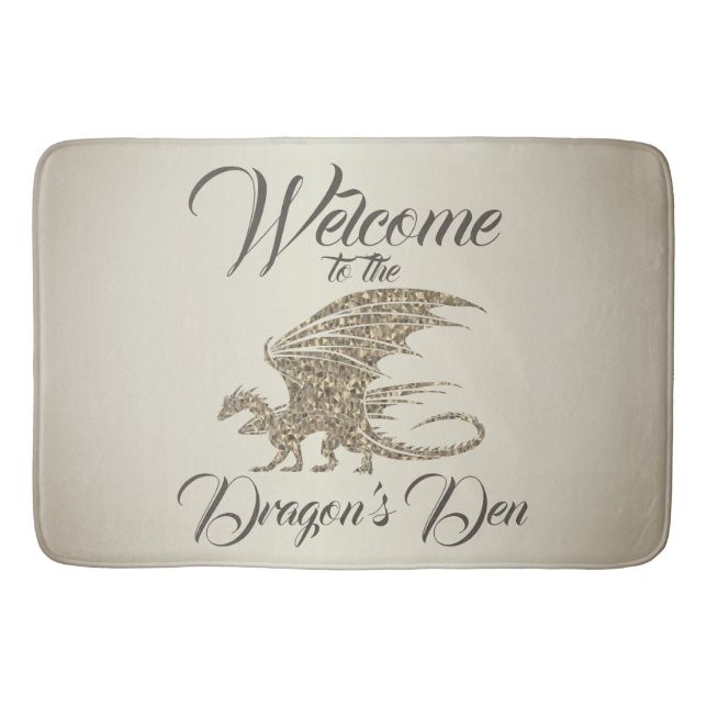 Amazing Mosaic Dragon Golden Welcome Bath Mat (Front)