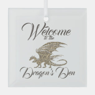 Amazing Mosaic Dragon Golden Welcome Glass Ornament