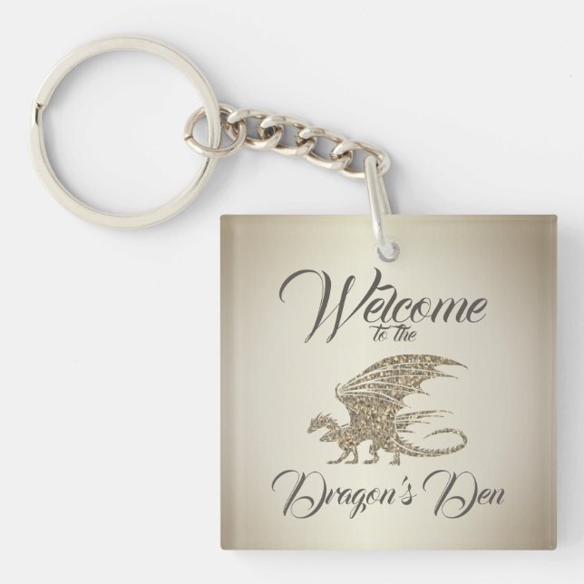 Amazing Mosaic Dragon Golden Welcome Keychain (Front)