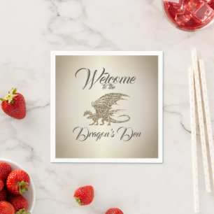 Amazing Mosaic Dragon Golden Welcome Napkins