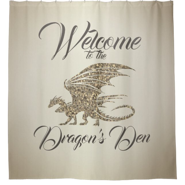 Amazing Mosaic Dragon Golden Welcome Shower Curtain (Front)