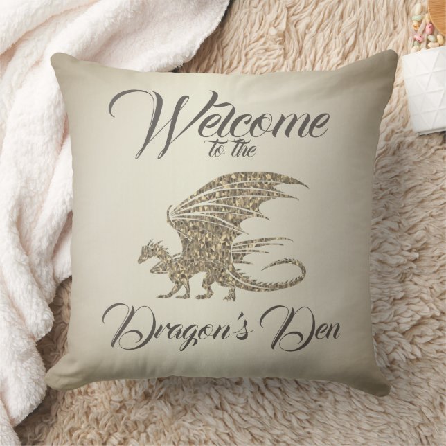 Amazing Mosaic Dragon Golden Welcome Throw Pillow (Blanket)