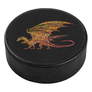Amazing Mosaic Dragon Hockey Puck