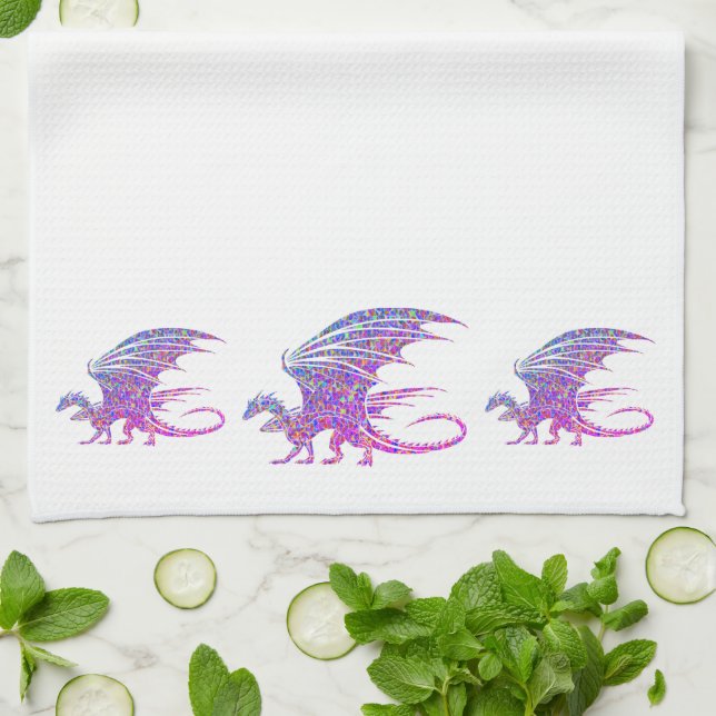 Amazing Mosaic Dragon Kitchen Towel (Folded)