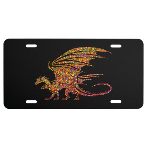 Amazing Mosaic Dragon  License Plate