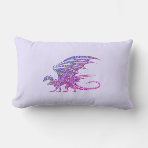 Amazing Mosaic Dragon  Lumbar Pillow