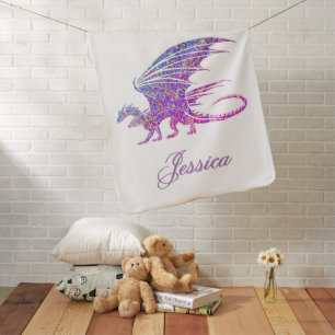 Amazing Mosaic Dragon Name Baby Blanket