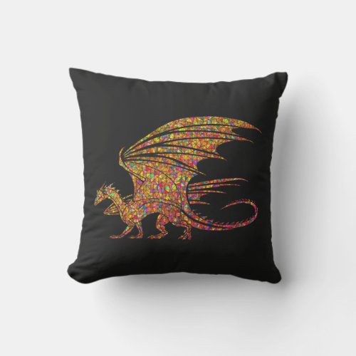 Amazing Mosaic Dragon  Outdoor Pillow