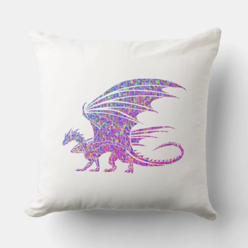 Amazing Mosaic Dragon Outdoor Pillow