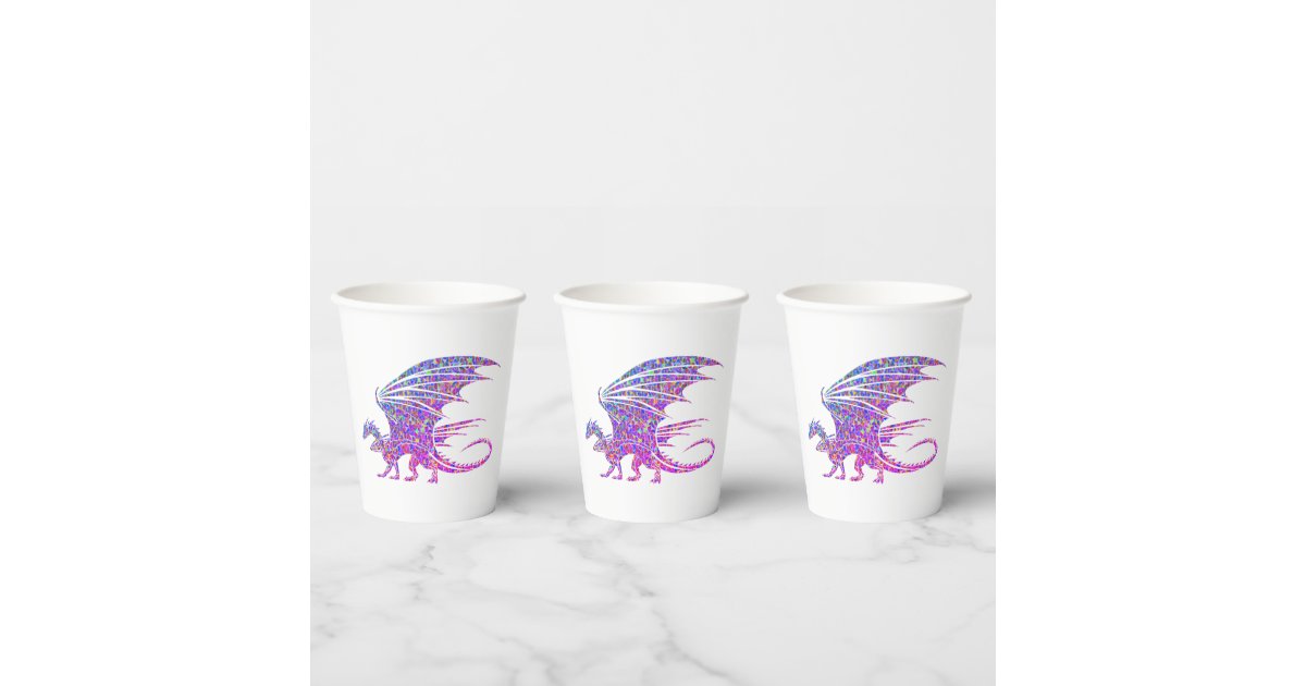 Amazing Mosaic Dragon Paper Cups | Zazzle