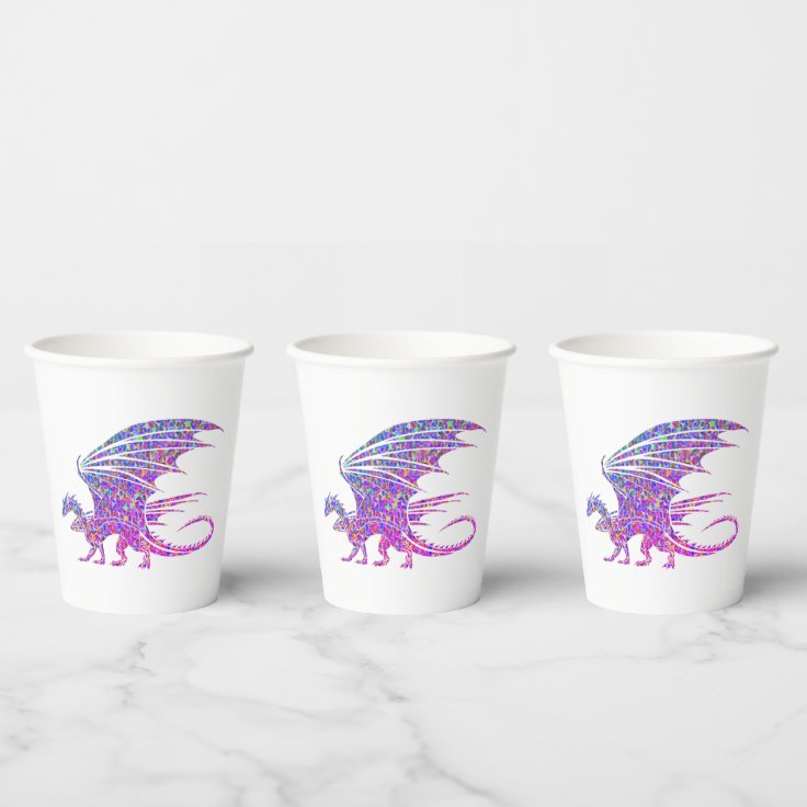 Amazing Mosaic Dragon Paper Cups | Zazzle