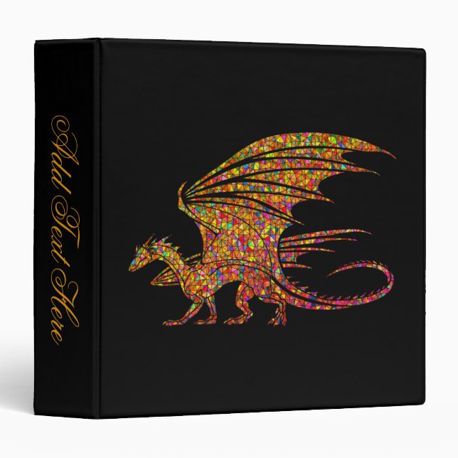 Amazing Mosaic Dragon Personal 3 Ring Binder (Front/Spine)