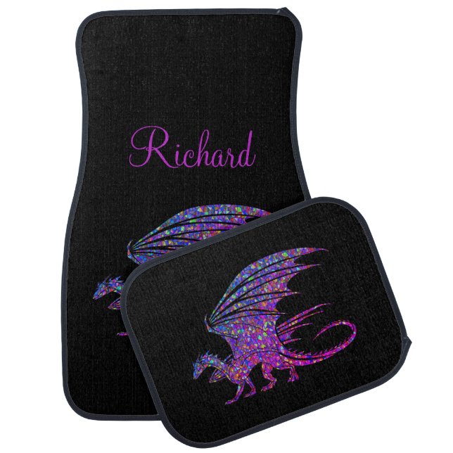 Amazing Mosaic Dragon Personal Black Car Floor Mat (Set)