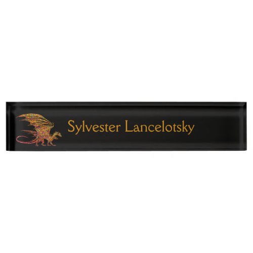 Amazing Mosaic Dragon Personal Desk Name Plate