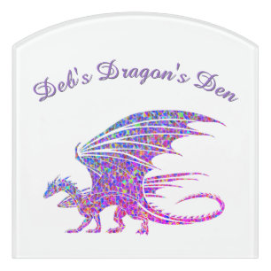Amazing Mosaic Dragon Personal Text Top Door Sign