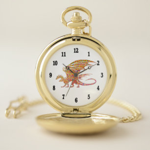 Amazing Mosaic Dragon Pocket Watch