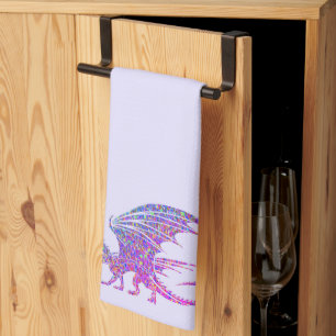 Amazing Mosaic Dragon Purple Accent Kitchen Towel