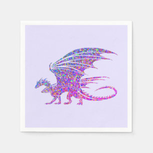 Amazing Mosaic Dragon Purple Accent Napkins