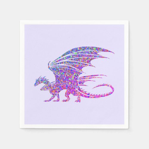 Amazing Mosaic Dragon Purple Accent Napkins