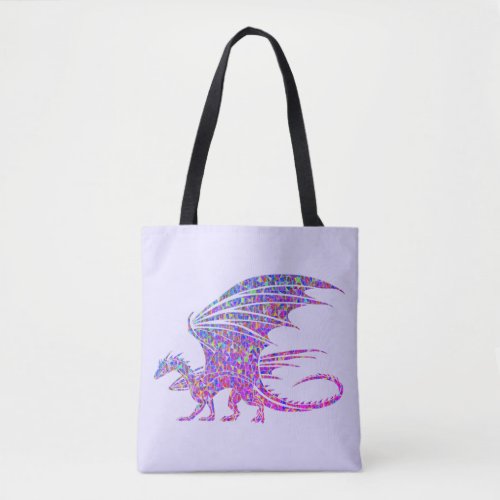 Amazing Mosaic Dragon Purple Accent Tote Bag