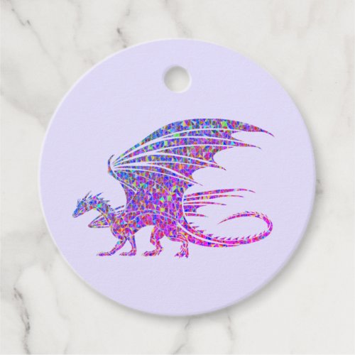 Amazing Mosaic Dragon Purple Accent Tote Bag Favor Tags