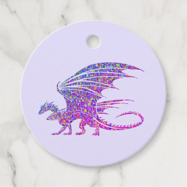 Amazing Mosaic Dragon Purple Accent Tote Bag Favor Tags (Front)