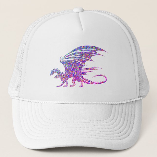 Amazing Mosaic Dragon Purple Accent Tote Bag Trucker Hat (Front)