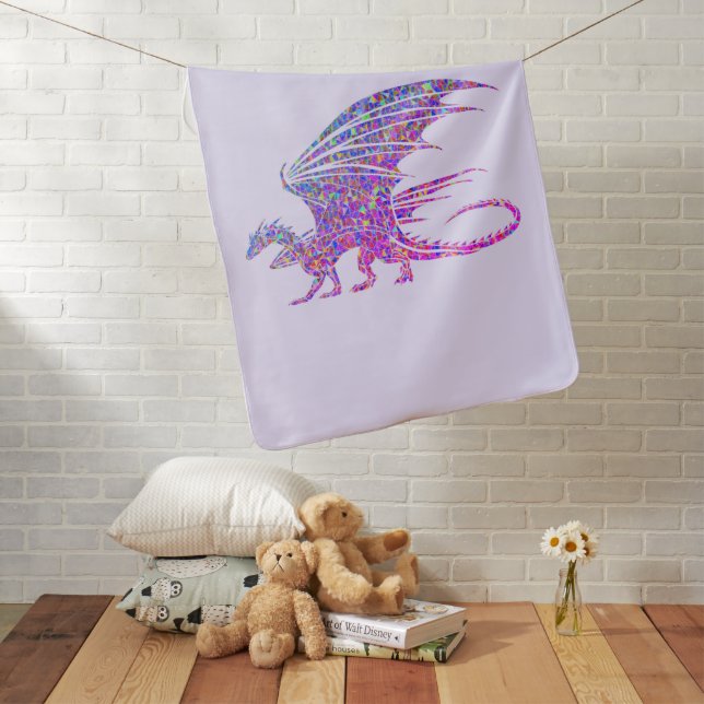 Amazing Mosaic Dragon Purple Baby Blanket (In Situ)