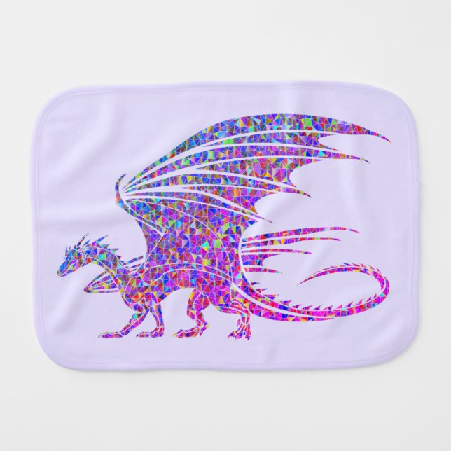 Amazing Mosaic Dragon Purple Baby Burp Cloth (Front Horizontal)