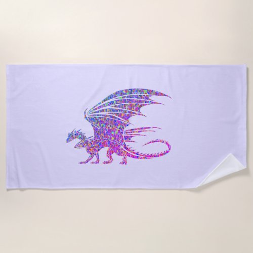 Amazing Mosaic Dragon Purple Beach Towel