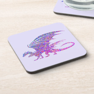 Amazing Mosaic Dragon Purple Beverage Coaster