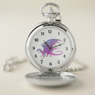 Amazing Mosaic Dragon Purple Black Numbers Watch