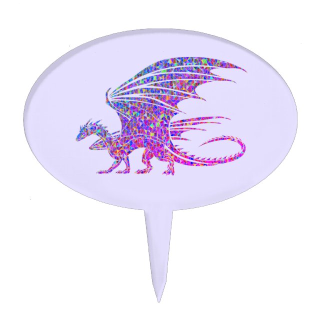 Amazing Mosaic Dragon Purple  Cake Topper (Front)