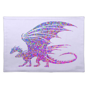Amazing Mosaic Dragon Purple Cloth Placemat