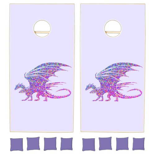 Amazing Mosaic Dragon Purple Cornhole Set