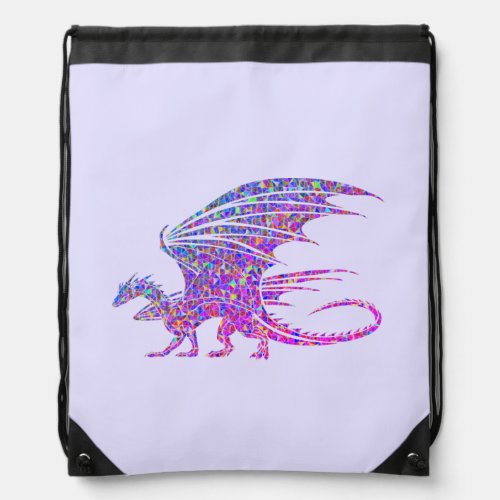 Amazing Mosaic Dragon Purple Drawstring Bag
