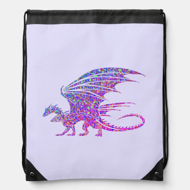 Amazing Mosaic Dragon Purple Drawstring Bag (Front)