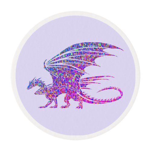 Amazing Mosaic Dragon Purple Edible Frosting Rounds