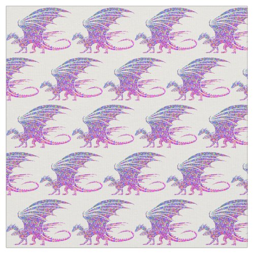 Amazing Mosaic Dragon Purple Fabric