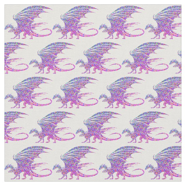 Amazing Mosaic Dragon Purple Fabric (Close Up)