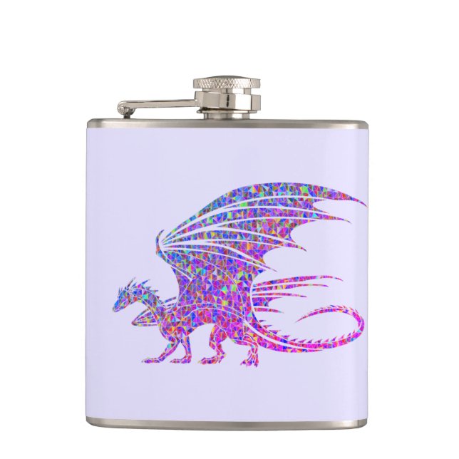 Amazing Mosaic Dragon Purple Flask (Front)