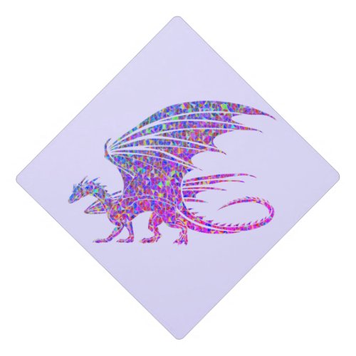 Amazing Mosaic Dragon Purple Graduation Cap Topper