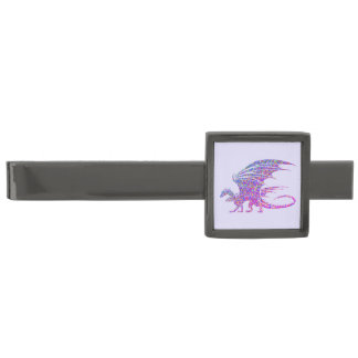 Amazing Mosaic Dragon Purple Gunmetal Finish Tie Bar