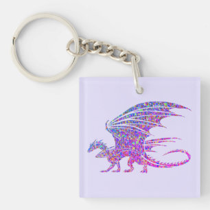 Amazing Mosaic Dragon Purple Keychain