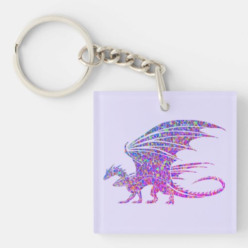 Amazing Mosaic Dragon Purple Keychain