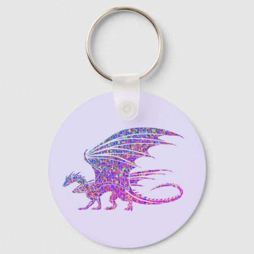 Amazing Mosaic Dragon Purple Keychain