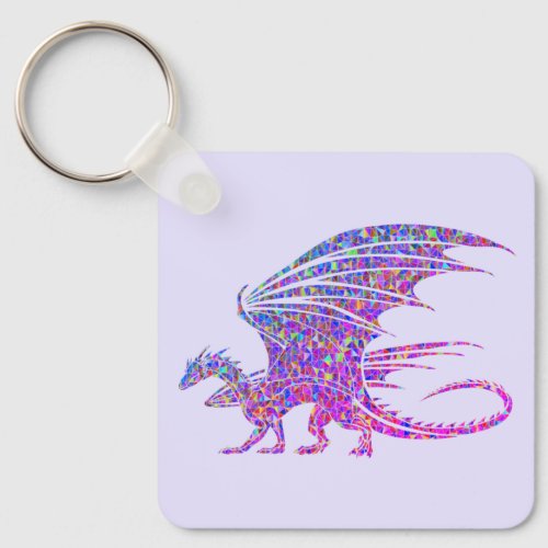 Amazing Mosaic Dragon Purple Keychain